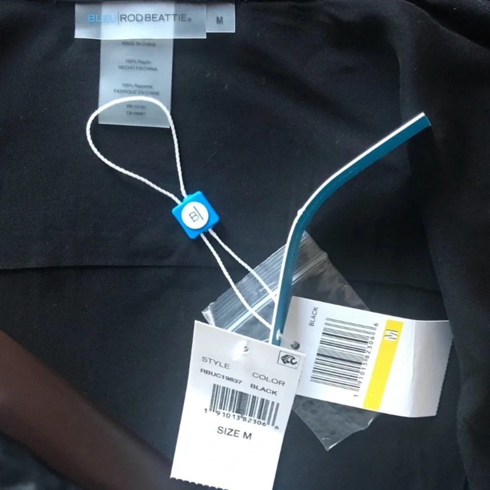 NWT Bleu Rod Beattie Black Button Front Long Shirt Swim Cover Up Size Medium